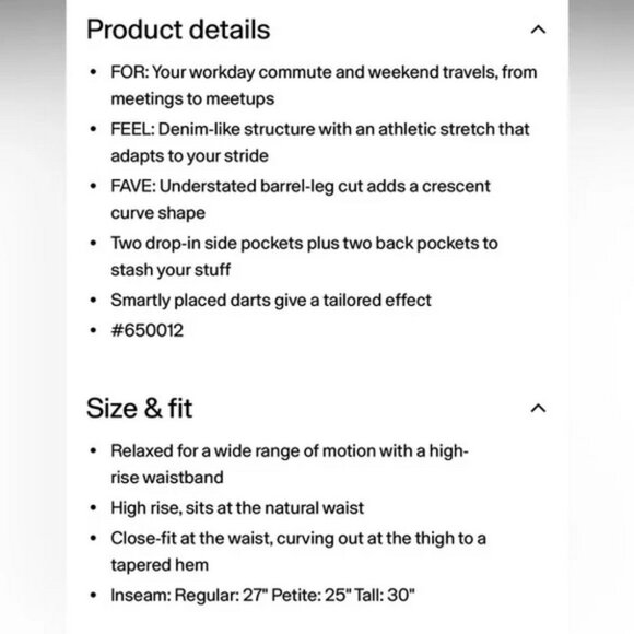 ATHLETA Skyline High Rise Barrel Leg Pants Size 6P Black - Picture 8 of 16